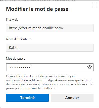 Modifier des mots de passe enregistrés sur Microsoft Edge